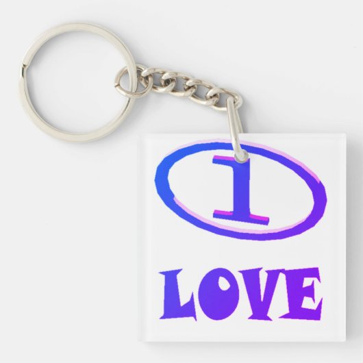 One Love art pattern blue hint of purple キーホルダー (正面)