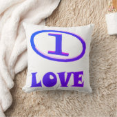 One Love art pattern blue hint of purple クッション (ブランケット)
