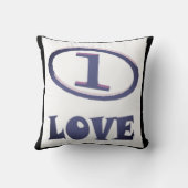 One Love art pattern blue hint of purple クッション (裏面)