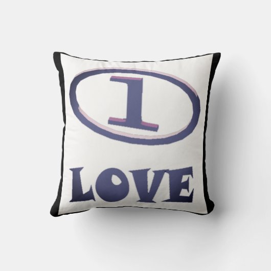 One Love art pattern blue hint of purple クッション (裏面)