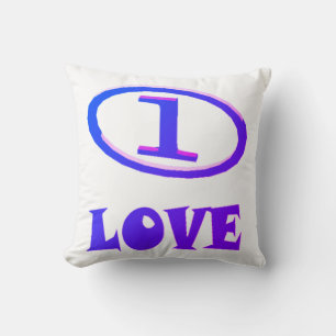 One Love art pattern blue hint of purple クッション