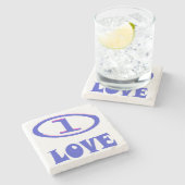 One Love art pattern blue hint of purple ストーンコースター (横)