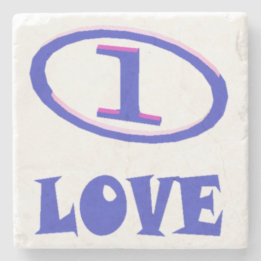 One Love art pattern blue hint of purple ストーンコースター (正面)