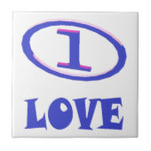 One Love art pattern blue hint of purple タイル (正面)