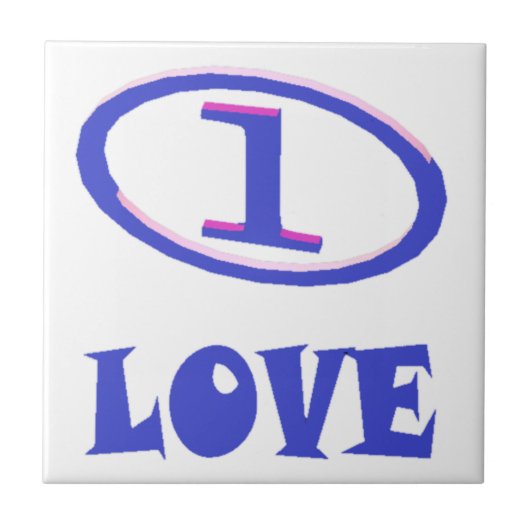 One Love art pattern blue hint of purple タイル (正面)