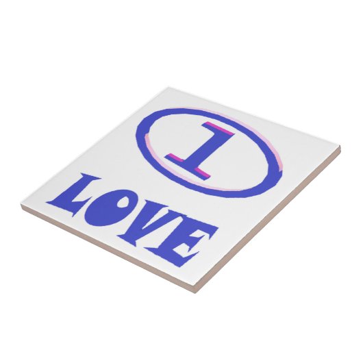 One Love art pattern blue hint of purple タイル (側面)