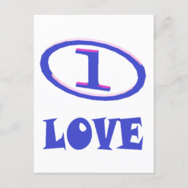 One Love art pattern blue hint of purple ポストカード