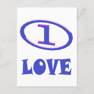 One Love art pattern blue hint of purple ポストカード