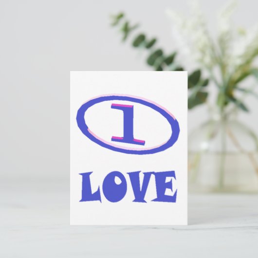 One Love art pattern blue hint of purple ポストカード (スタンド正面)