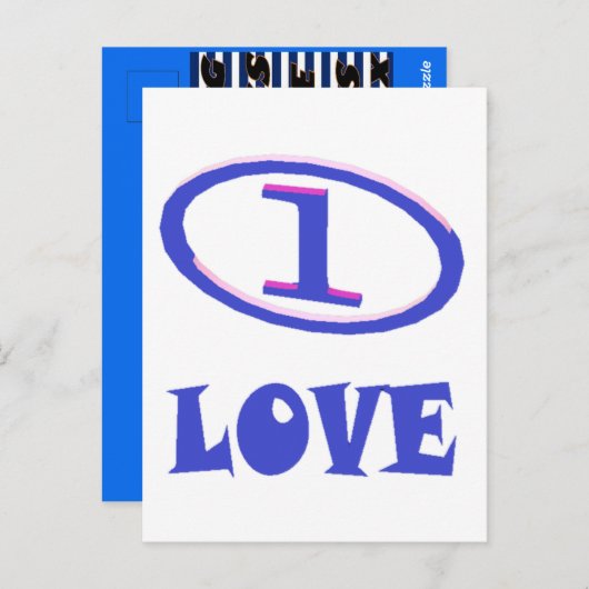 One Love art pattern blue hint of purple ポストカード (正面/裏面)