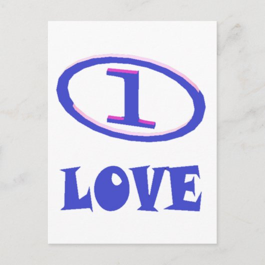 One Love art pattern blue hint of purple ポストカード (正面)