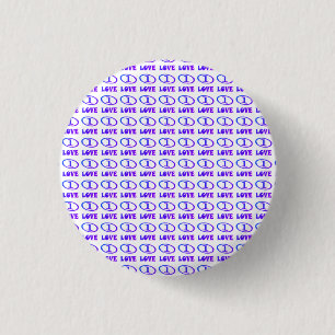 One Love art pattern blue hint of purple 缶バッジ