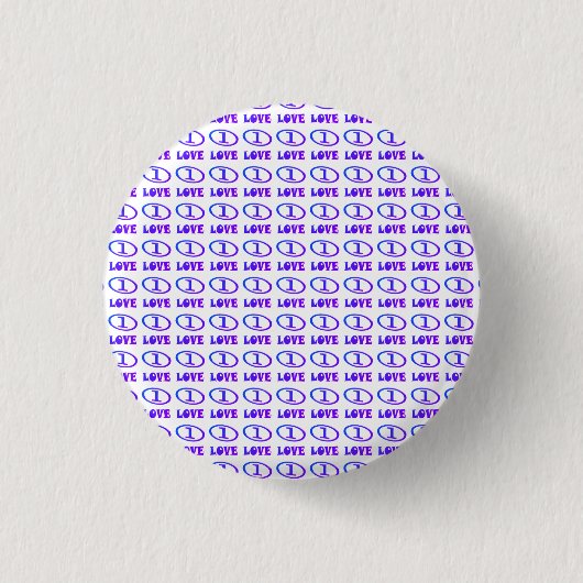 One Love art pattern blue hint of purple 缶バッジ (正面)