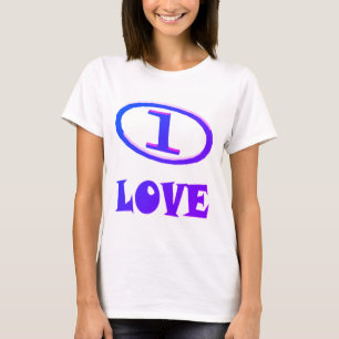 One Love art pattern blue hint of purple Tシャツ