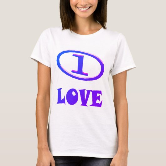 One Love art pattern blue hint of purple Tシャツ (正面)