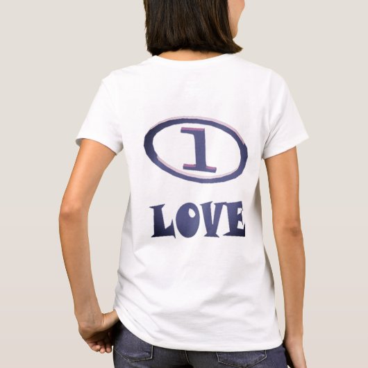 One Love art pattern blue hint of purple Tシャツ (裏面)