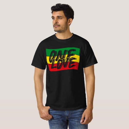 One Love Drapeau Reggae Rasta Tシャツ (正面フル)
