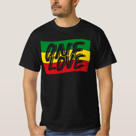 One Love Drapeau Reggae Rasta Tシャツ