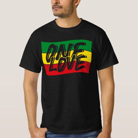 One Love Drapeau Reggae Rasta Tシャツ (正面)