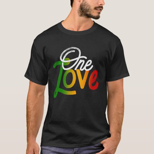One Love Heart Rasta Reggae Roots Clothing T  Peac Tシャツ (正面)