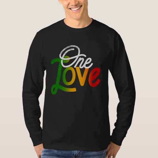 One Love Heart Rasta Reggae Roots Clothing T  Peac Tシャツ (正面)