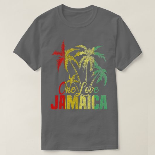 One Love Jamaica Caribbean Vacation Reggae  Tシャツ (デザイン正面)