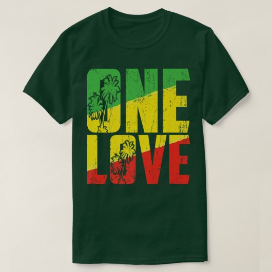 One Love Jamaica T Shirt Rasta Reggae Music Caribb Tシャツ (デザイン正面)