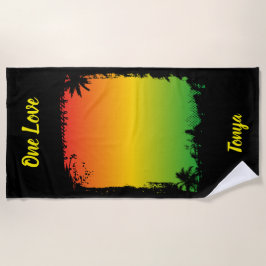 One Love Jamaica Tropical Sunset ビーチタオル