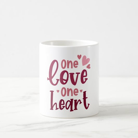 One Love One Heart Valentines Typography コーヒーマグカップ (中央)