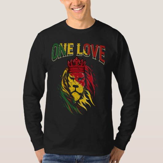 One Love Rasta Lion Jamaican Pride Reggae African Tシャツ (正面)