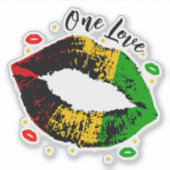 One Love Rasta Lipstick Kiss シール (正面)
