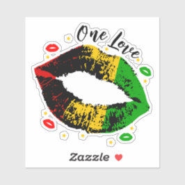 One Love Rasta Lipstick Kiss シール