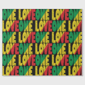 One Love Rasta Reggae Typographic Pattern ラッピングペーパー (フラット)