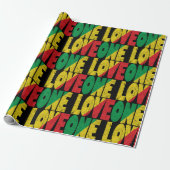 One Love Rasta Reggae Typographic Pattern ラッピングペーパー (アンロールド)