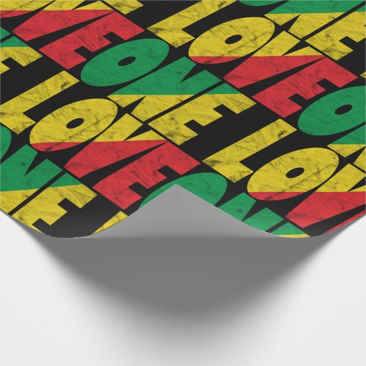 One Love Rasta Reggae Typographic Pattern ラッピングペーパー (角)