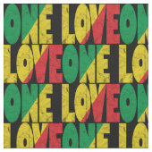 One Love Rasta Reggae Typographic Print ファブリック (クローズアップ)