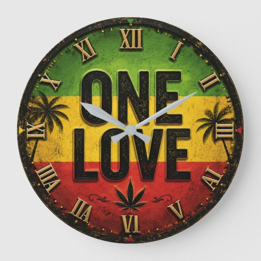 One Love Regga ラージ壁時計 (正面)