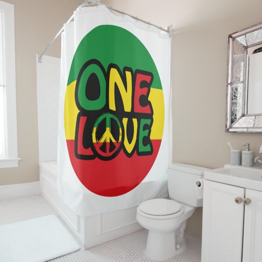 One Love, Reggae design with reggae colors シャワーカーテン (インサイチュ)
