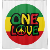 One Love, Reggae design with reggae colors シャワーカーテン (正面)