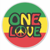 One Love, Reggae design with reggae colors シール (正面)