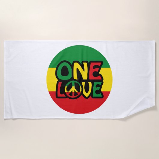 One Love, Reggae design with reggae colors ビーチタオル (正面)