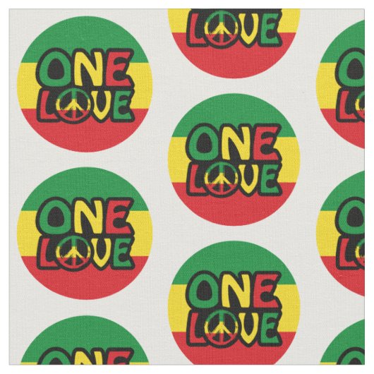 One Love, Reggae design with reggae colors ファブリック (クローズアップ)