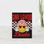 One Loved Dude Checkered Heart Valentines Day Boys カード (正面)