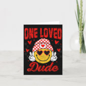 One Loved Dude Checkered Heart Valentines Day Boys カード (正面)