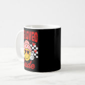One Loved Dude Checkered Heart Valentines Day Boys コーヒーマグカップ (正面左)