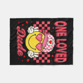 One Loved Dude Checkered Heart Valentines Day Boys フリースブランケット (正面(横))