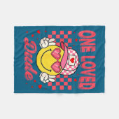 One Loved Dude Checkered Heart Valentines Day Boys フリースブランケット (正面(横))