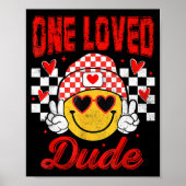 One Loved Dude Checkered Heart Valentines Day Boys ポスター (正面)