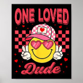 One Loved Dude Checkered Heart Valentines Day Boys ポスター (正面)