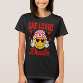 One Loved Dude Checkered Heart Valentines Day Boys Tシャツ (正面)